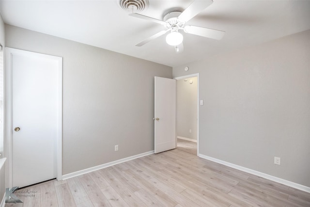 3242 Whitewing Way, Abilene, TX 79606 - unfurnished bedroom featuring light wood-type flooring, baseboards, and ceiling fan