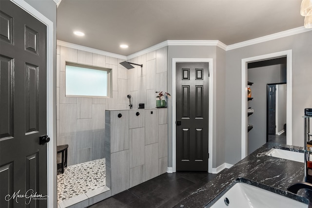 102 Pinehurst Pl, Benton, LA 71006 - full bathroom with walk in shower, baseboards, and crown molding