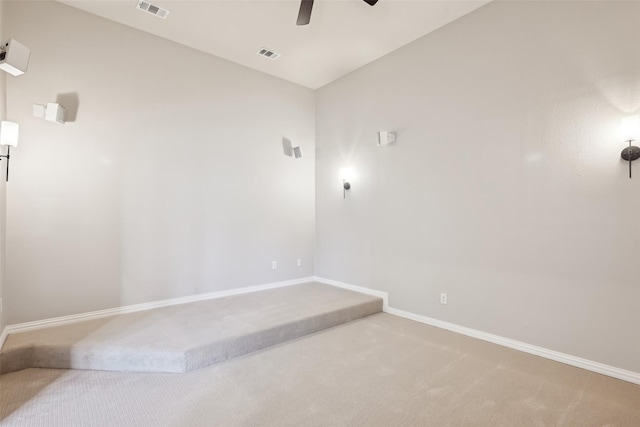424 Sagewood Ct, Keller, TX 76248 - unfurnished room featuring light colored carpet, ceiling fan, baseboards, and lofted ceiling