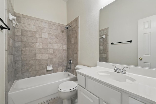 8100 Hosta Way, Fort Worth, TX 76123 - bathroom with toilet, washtub / shower combination, vanity, and tile patterned flooring