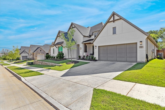 806 Placid Way, Argyle, TX 76226 - view of front facade with central AC unit, driveway, a front yard, and a garage