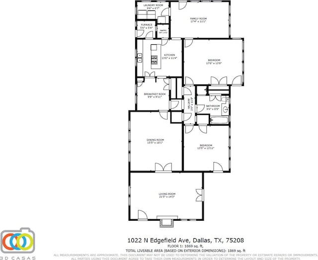 1022 N Edgefield Ave, Dallas, TX 75208 - home floor plan