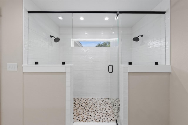 6701 Fish Pond Rd, Waco, TX 76710 - bathroom featuring a shower stall and recessed lighting
