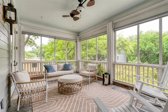 812 Baker St, Mckinney, TX 75069 - sunroom / solarium featuring a ceiling fan and outdoor lounge area