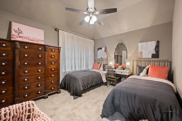 4213 Fairway Crossing Dr, Fort Worth, TX 76137 - carpeted bedroom featuring vaulted ceiling and a ceiling fan