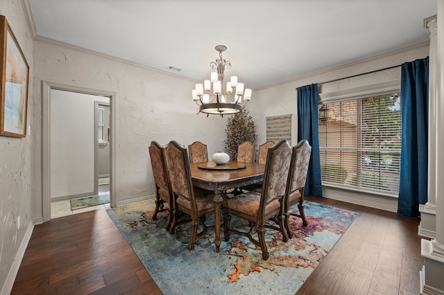 4213 Fairway Crossing Dr, Fort Worth, TX 76137 - dining room featuring a chandelier, wood finished floors, crown molding, and baseboards