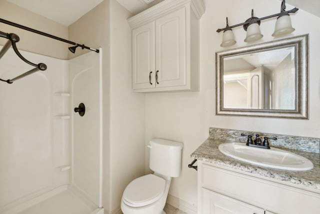 301 Harrison Cir, Van Alstyne, TX 75495 - bathroom with a shower, vanity, toilet, and baseboards