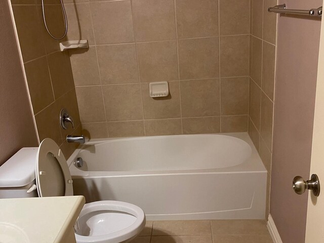 5833 N Silverton Ave, Mckinney, TX 75070 - full bath with toilet, tile patterned flooring, shower / bathtub combination, vanity, and baseboards