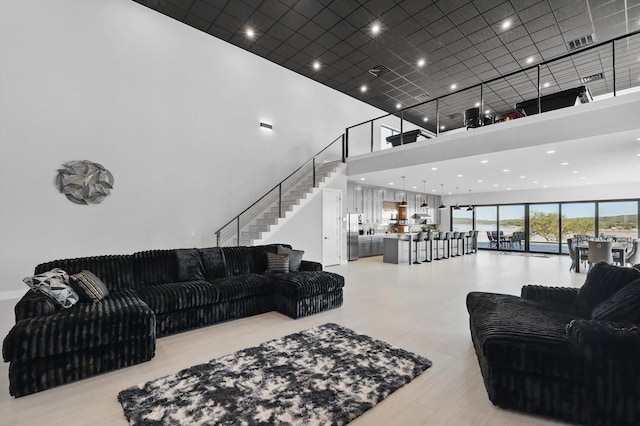 4971 Hawk Rd, Possum Kingdom Lake, TX 76450 - living area with a high ceiling and stairway