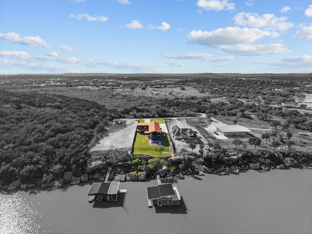 4971 Hawk Rd, Possum Kingdom Lake, TX 76450 - aerial overview of property's location featuring a nearby body of water and property parcel outlined