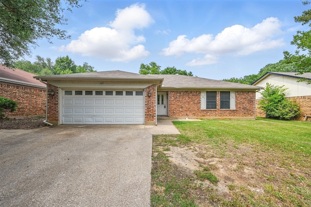 4111 Cypress Springs Dr, Arlington, TX 76001 - ranch-style house with driveway, a front yard, a garage, and brick siding