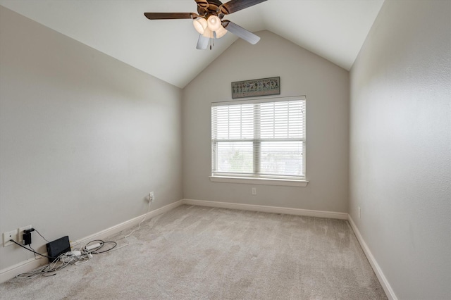 320 Collins St, Argyle, TX 76226 - spare room with light carpet, a ceiling fan, baseboards, and lofted ceiling