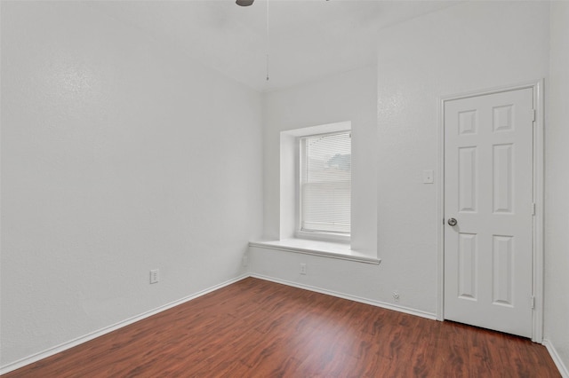 2323 Weatherby Dr, Mesquite, TX 75181 - empty room with wood finished floors, baseboards, and ceiling fan