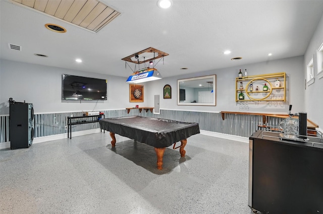 1632 Pecan Park Dr, Arlington, TX 76012 - playroom featuring recessed lighting, billiards table, and speckle patterned floor
