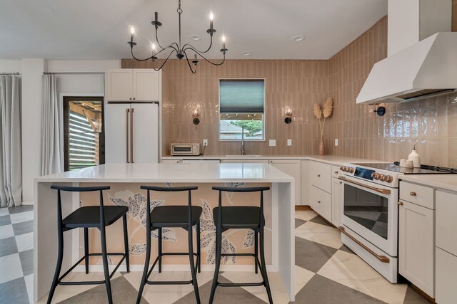 10721 Emerald Park Ln, Fort Worth, TX 76052 - kitchen with white appliances, custom exhaust hood, white cabinets, and light countertops