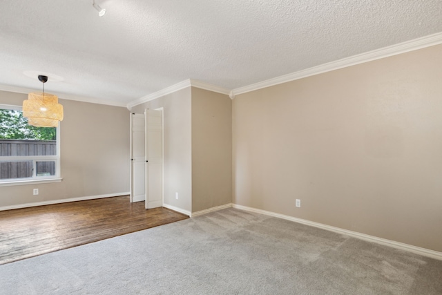 15741 Mapleview Cir, Dallas, TX 75248 - empty room with a textured ceiling, carpet, ornamental molding, and baseboards