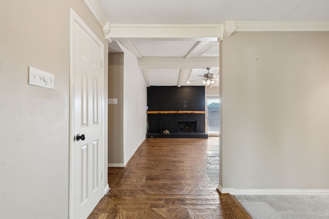 15741 Mapleview Cir, Dallas, TX 75248 - corridor with baseboards and beam ceiling