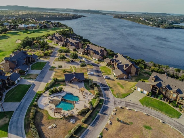 101 Eagle Pt, Graford, TX 76449 - aerial overview of property's location featuring a nearby body of water, nearby suburban area, and a pool area