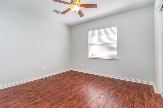 8830 Boundbrook Ave, Dallas, TX 75243 - empty room featuring baseboards, wood finished floors, and ceiling fan