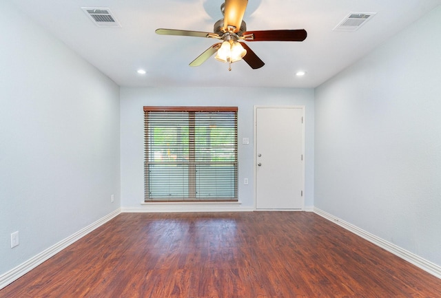 8830 Boundbrook Ave, Dallas, TX 75243 - spare room with a ceiling fan, baseboards, wood finished floors, and recessed lighting
