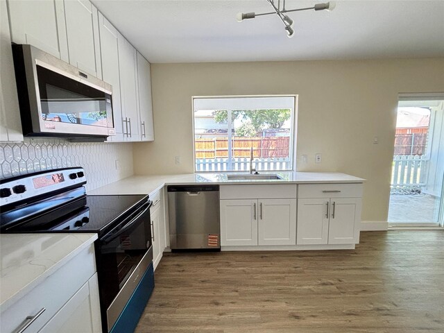 1153 Tracy Ln, Lancaster, TX 75134 - kitchen with appliances with stainless steel finishes, a sink, plenty of natural light, and light wood finished floors