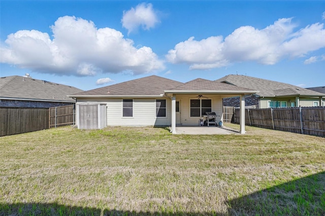 2020 Childress Dr, Forney, TX 75126 - back of house featuring a ceiling fan, a patio area, a shed, and an outdoor structure