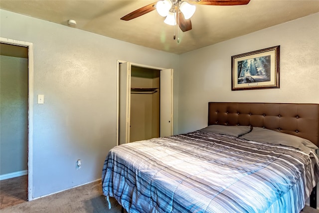 2606 Cedar Elm Ln, Garland, TX 75043 - bedroom featuring carpet floors, a closet, a ceiling fan, and baseboards