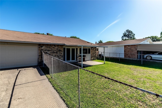 2606 Cedar Elm Ln, Garland, TX 75043 - view of front facade featuring brick siding, a garage, french doors, and driveway