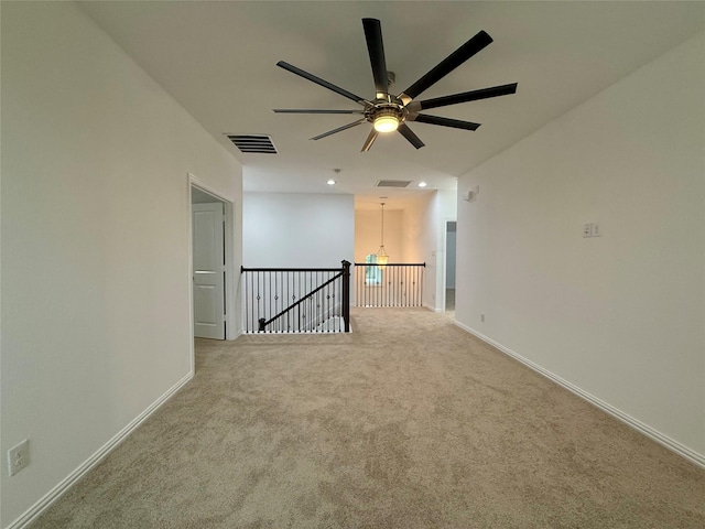 1103 Bantham Way, Forney, TX 75126 - carpeted spare room with ceiling fan, baseboards, a chandelier, and recessed lighting