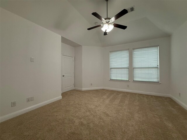 1103 Bantham Way, Forney, TX 75126 - unfurnished room featuring carpet flooring, baseboards, a ceiling fan, and vaulted ceiling