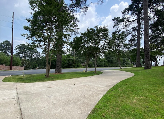 view of property's community featuring a lawn