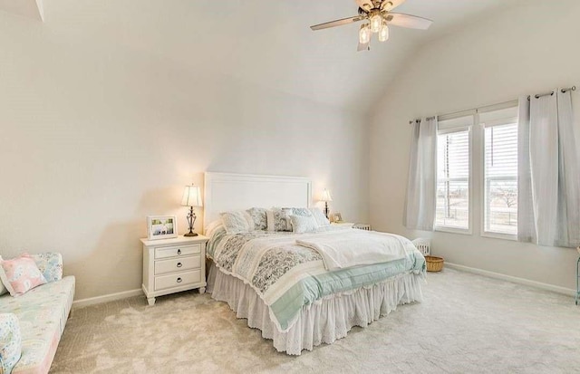 1926 N Stodghill Rd, Rockwall, TX 75087 - bedroom featuring light colored carpet, baseboards, lofted ceiling, and a ceiling fan