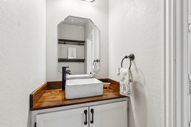 7745 Northumberland Dr, Fort Worth, TX 76179 - bathroom featuring a textured wall and vanity