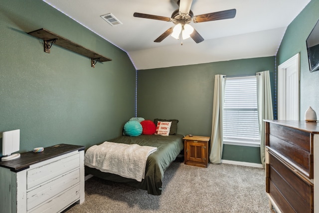 7745 Northumberland Dr, Fort Worth, TX 76179 - carpeted bedroom with vaulted ceiling, baseboards, and ceiling fan