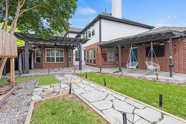 1531 Redeemer Rd, Allen, TX 75002 - rear view of house with a pergola, brick siding, and a patio area