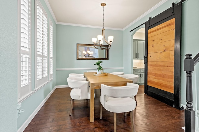 1531 Redeemer Rd, Allen, TX 75002 - dining room with dark wood-type flooring, healthy amount of natural light, crown molding, and arched walkways