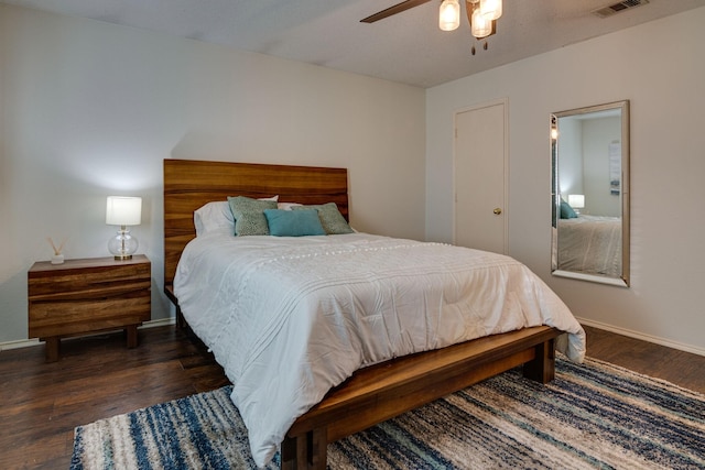 6713 Windwillow Dr, Fort Worth, TX 76137 - bedroom with wood finished floors, baseboards, and a ceiling fan