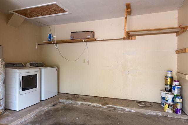 6713 Windwillow Dr, Fort Worth, TX 76137 - laundry room with washer and dryer and attic access
