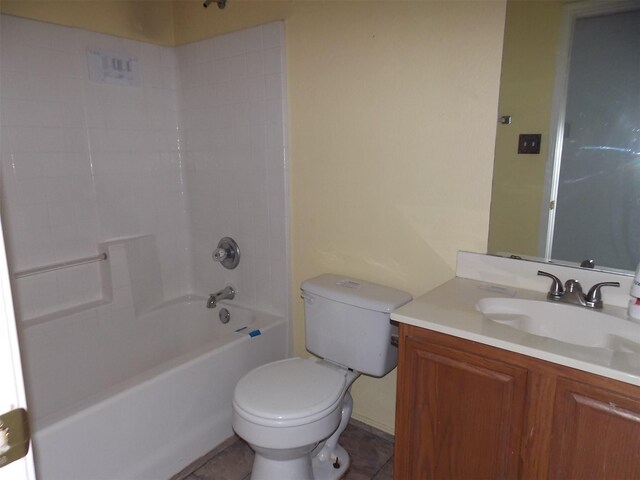6107 Brookfall Dr, Arlington, TX 76018 - full bath with toilet, vanity, tub / shower combination, and tile patterned flooring