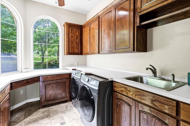 620 Timber Creek Cir, Stephenville, TX 76401 - laundry area with cabinet space, separate washer and dryer, and an office area