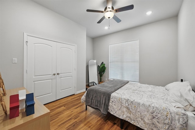 917 County Road 914, Burleson, TX 76028 - bedroom with wood finished floors, recessed lighting, ceiling fan, and a closet