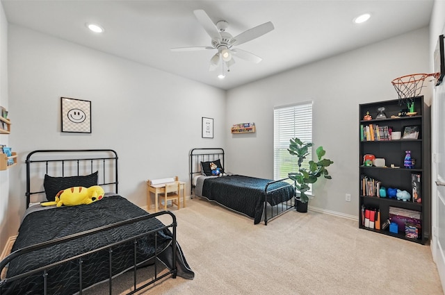 917 County Road 914, Burleson, TX 76028 - bedroom with carpet, recessed lighting, a ceiling fan, and baseboards