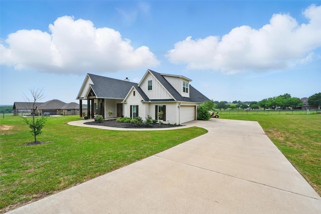 917 County Road 914, Burleson, TX 76028 - modern inspired farmhouse featuring driveway, an attached garage, board and batten siding, a shingled roof, and brick siding
