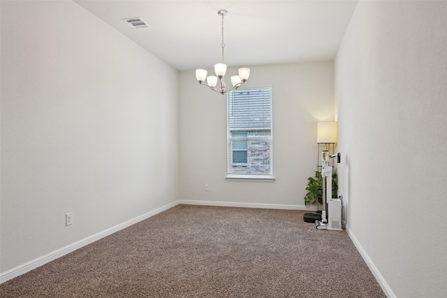 3454 Eloise Ln, Krum, TX 76249 - unfurnished room featuring a chandelier, carpet flooring, and baseboards