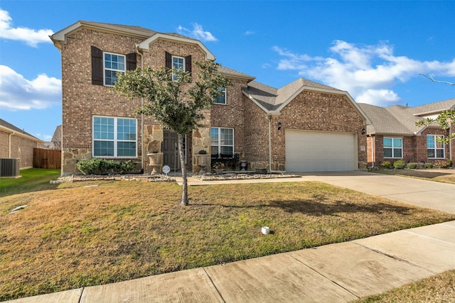 8109 Brahmin Ct, Fort Worth, TX 76131 - view of front of property featuring an attached garage, driveway, brick siding, and central AC