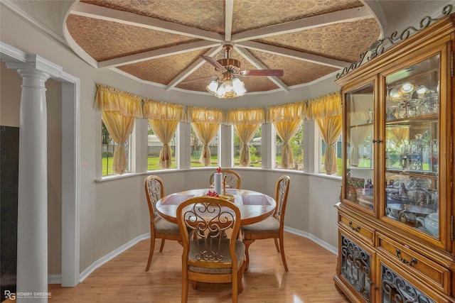 sunroom with coffered ceiling
