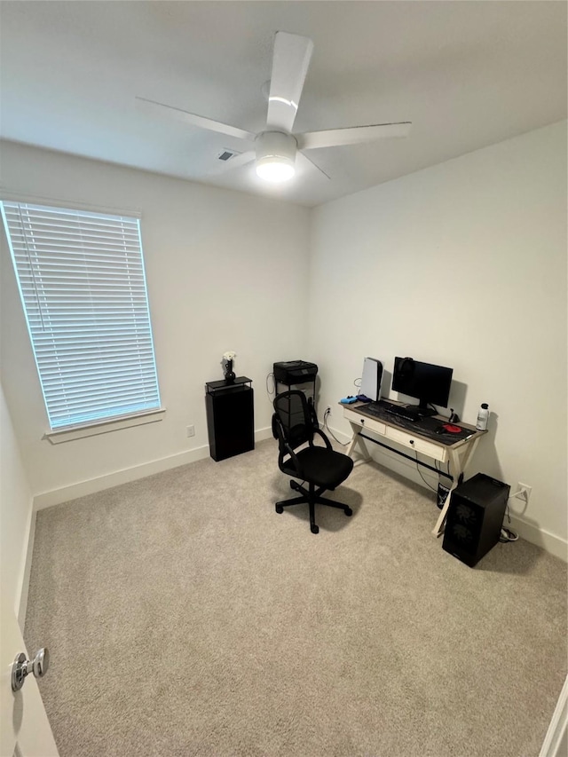 1812 Horseshoe Ln, Van Alstyne, TX 75495 - home office featuring carpet, baseboards, and a ceiling fan