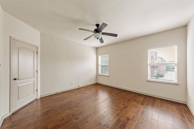7941 Parkwood Blvd, Plano, TX 75024 - empty room featuring wood finished floors, a ceiling fan, and baseboards