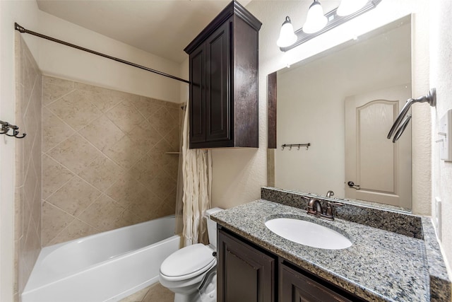 7941 Parkwood Blvd, Plano, TX 75024 - bathroom featuring shower / tub combo with curtain, toilet, and vanity