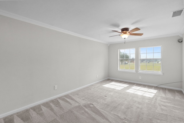560 N Cardinal Rd, Reno, TX 76020 - carpeted empty room with ornamental molding, a ceiling fan, and baseboards